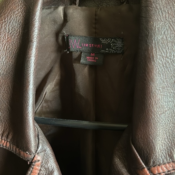 Brown leather jacket - Picture 2 of 6